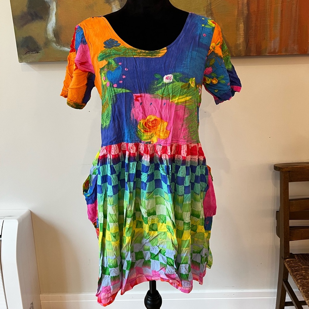 JAMS WORLD VTG 90s Babydoll Dress with Pockets Size Medium